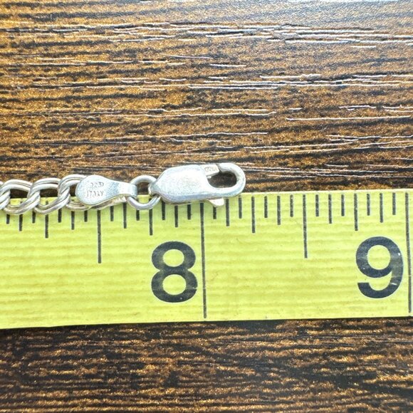 Sterling Silver 925 Double Link Chain Bracelet Lobster Clasp Size 8.25" Length - Picture 8 of 9